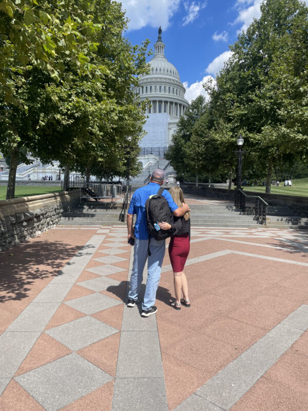 Bonnie Nichols stands with her husband Ryan's father Don outside of the White House in Washington, D.C. in August 2022.