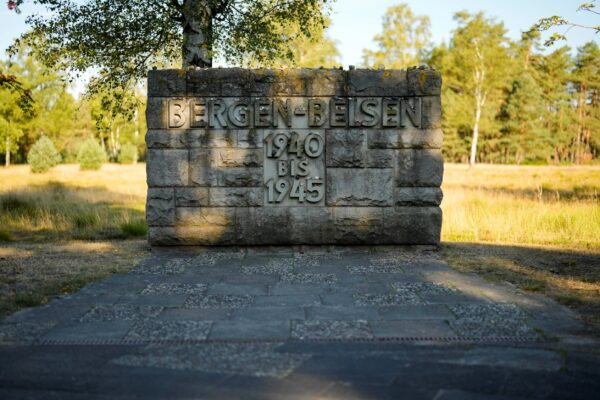 Memorial stone at the former Nazi concentration camp
