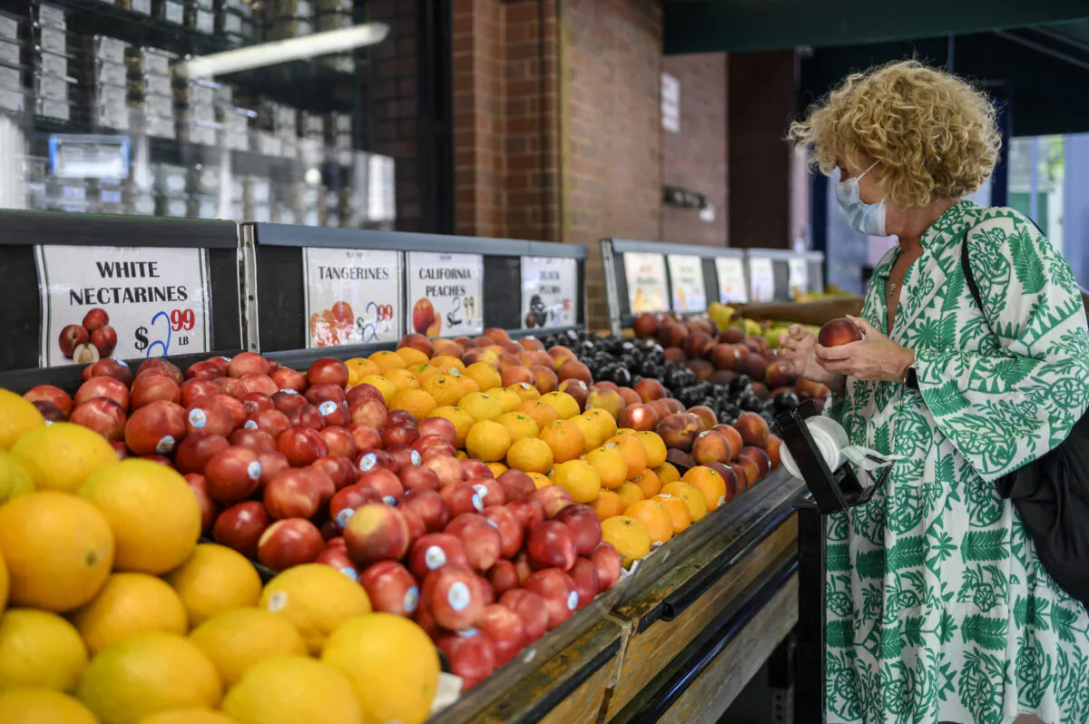 A person shops at a supermarket in New York on July 13, 2022. (Angela Weiss/AFP via Getty Images)