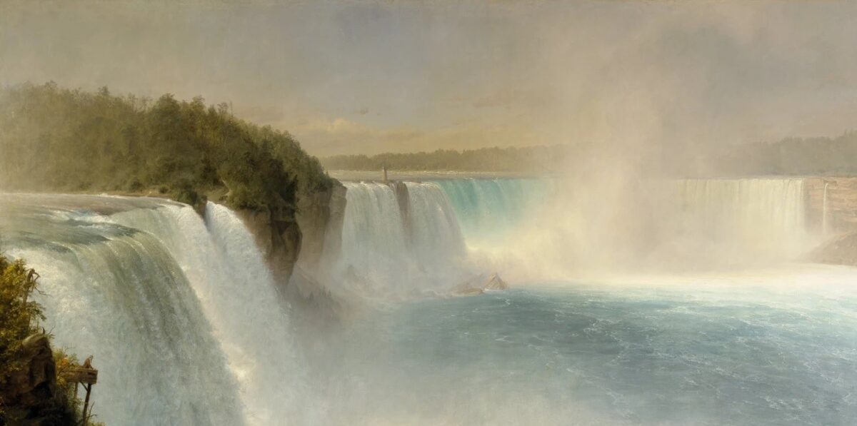Detail of “Niagara Falls From the American Side,” 1867, by Frederic Edwin Church. Oil on canvas; 101 inches by 89 inches. Scottish National Gallery, Edinburgh, Scotland. (Public Domain) 