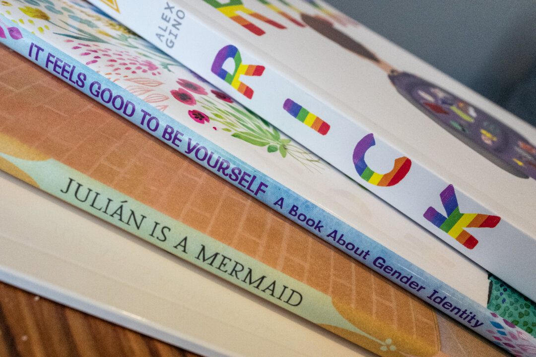 Transgender affirming children's books in Irvine, Calif., on Aug. 30, 2022. (John Fredricks/The Epoch Times)
