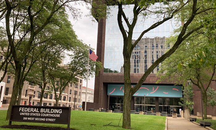 The Federal Building in Dayton, Ohio, includes the U.S. District Court where Daryl Robert Harrison, 44, is standing trial on 16 federal charges, beginning on Sept. 6, 2022. (Janice HIsle/The Epoch Times)