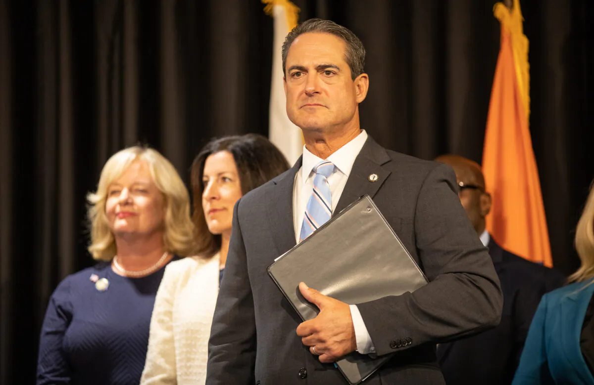 Orange County District Attorney Todd Spitzer speaks at a press conference in Santa Ana, Calif., on Sept. 8, 2022. (John Fredricks/The Epoch Times)