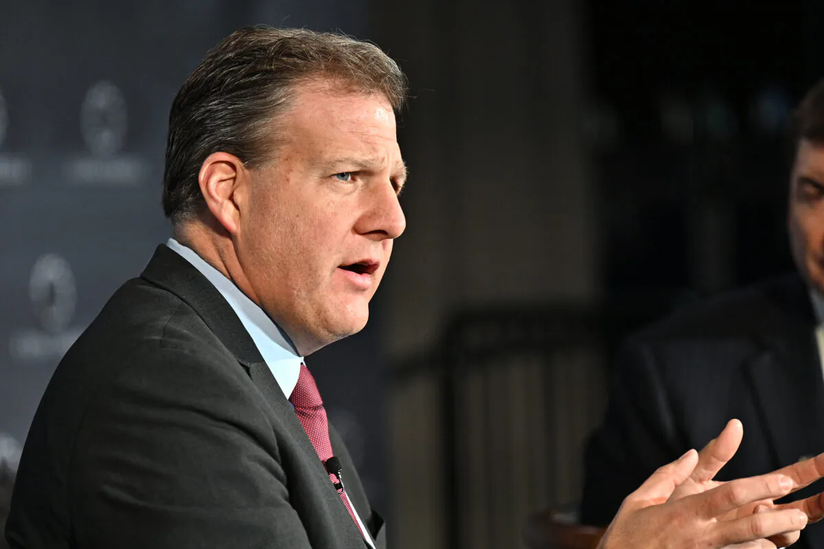 New Hampshire Gov. Chris Sununu speaks onstage in Lexington, Ky., on April 7, 2022. (Jon Cherry/Getty Images for Concordia)