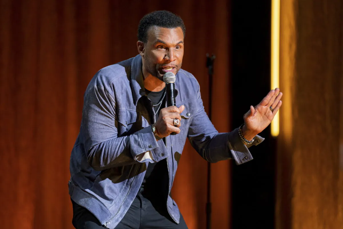 David A. Arnold in a scene from his comedy special "David A. Arnold: It Ain't For The Weak." (Zac Popik/Netflix via AP)