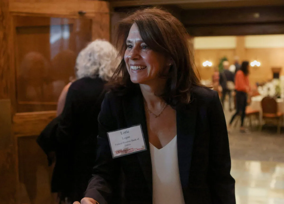 Lorie Logan, president, and CEO of the Federal Reserve Bank of Dallas, attends a dinner program at Grand Teton National Park where financial leaders from around the world are gathering for the Jackson Hole Economic Symposium outside Jackson, Wyo., on Aug. 25, 2022. (Jim Urquhart/Reuters)
