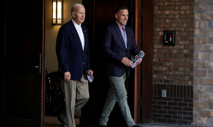President Joe Biden and his son Hunter depart from Holy Spirit Catholic Church after attending Mass on St. Johns Island, S.C., on Aug. 13, 2022. REUTERS/Joshua Roberts