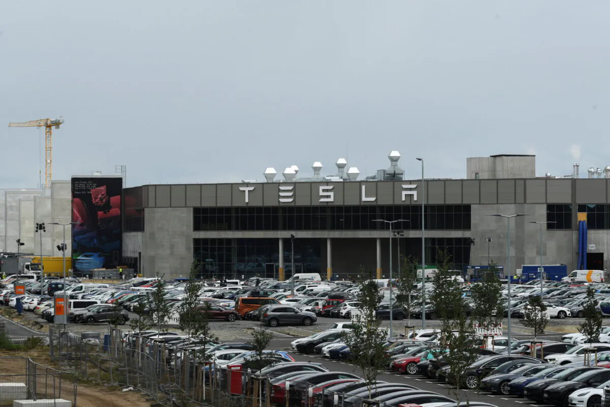 The Tesla Gigafactory in Gruenheide near Berlin on Aug. 30, 2022. (Annegret Hilse/Reuters)