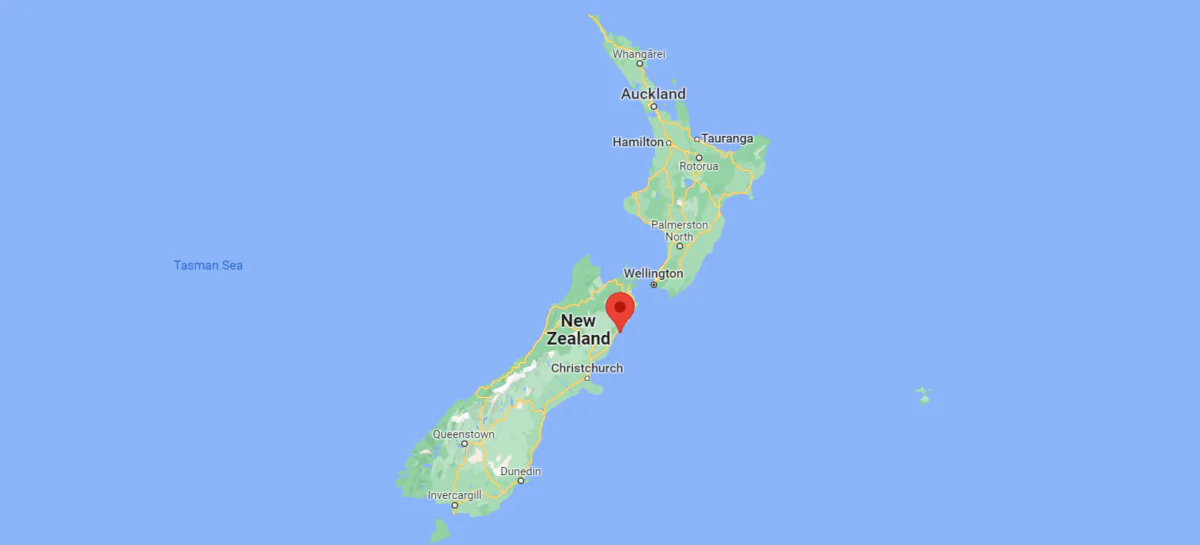 A map shows the location of Kaikoura, a coastal town on South Island, New Zealand, on Sept. 10, 2022. (Google Maps)