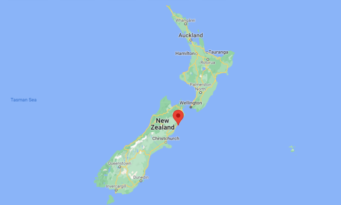 A map showing the location of Kaikoura, a coastal town in the South Island of New Zealand, on September 10, 2022.  (Google Maps)