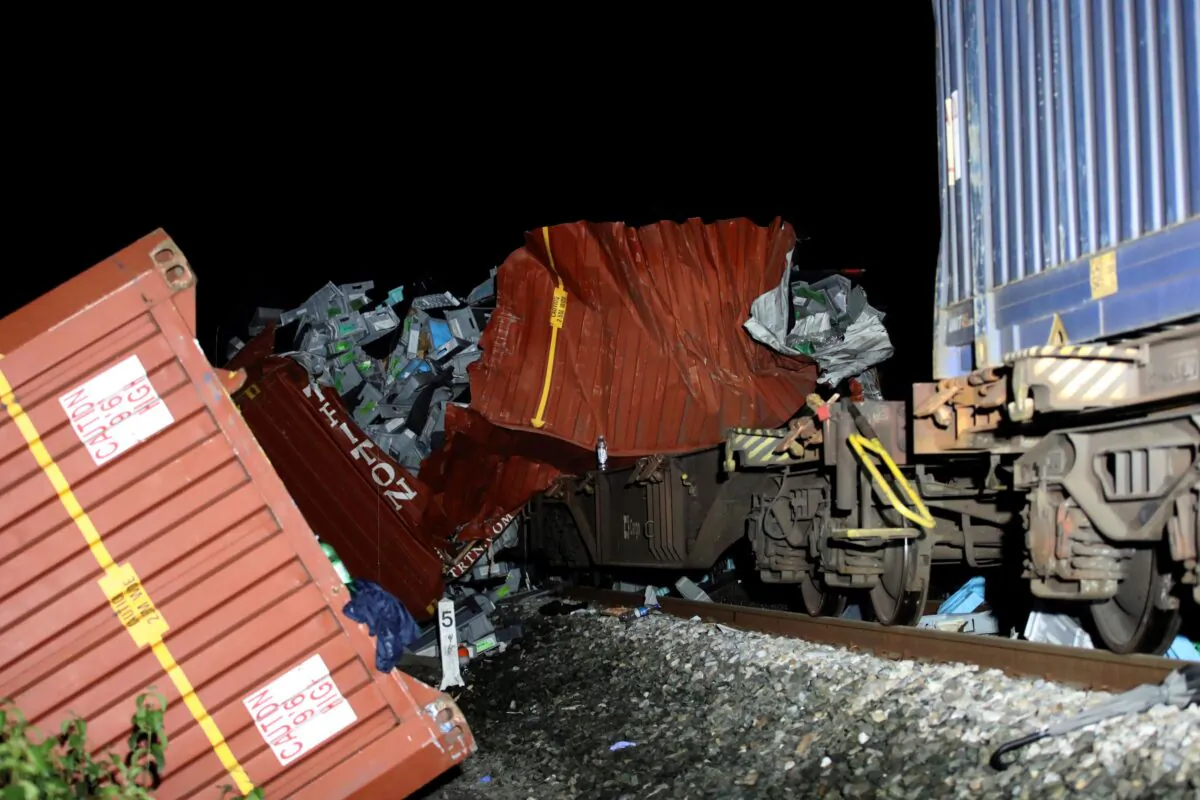 This shows the site of a train collision near Novska, Croatia, on Sept. 10, 2022. (AP Photo)