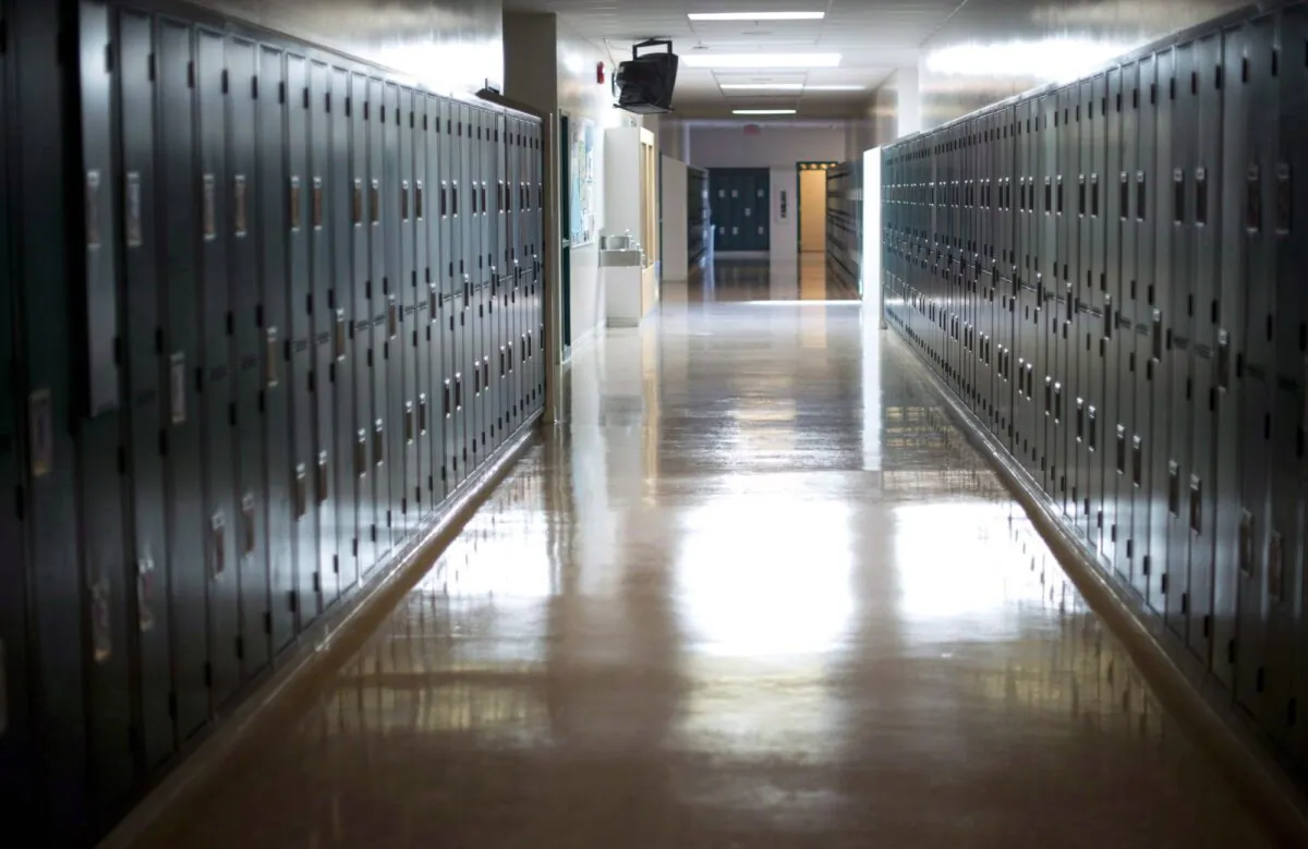 An empty hallway is seen at a secondary school in a file photo. (The Canadian Press/Jonathan Hayward)