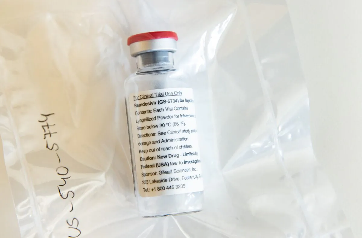 One vial of the drug Remdesivir in a file photo. (Ulrich Perrey/Pool/AFP via Getty Images)