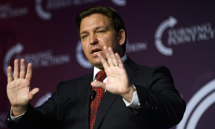 Florida Gov. Ron DeSantis speaks at the "Unite and Win Rally" in support of Pennsylvania Republican gubernatorial candidate Doug Mastriano at the Wyndham Hotel, in Pittsburgh, Pa., on Aug. 19, 2022. (Jeff Swensen/Getty Images)