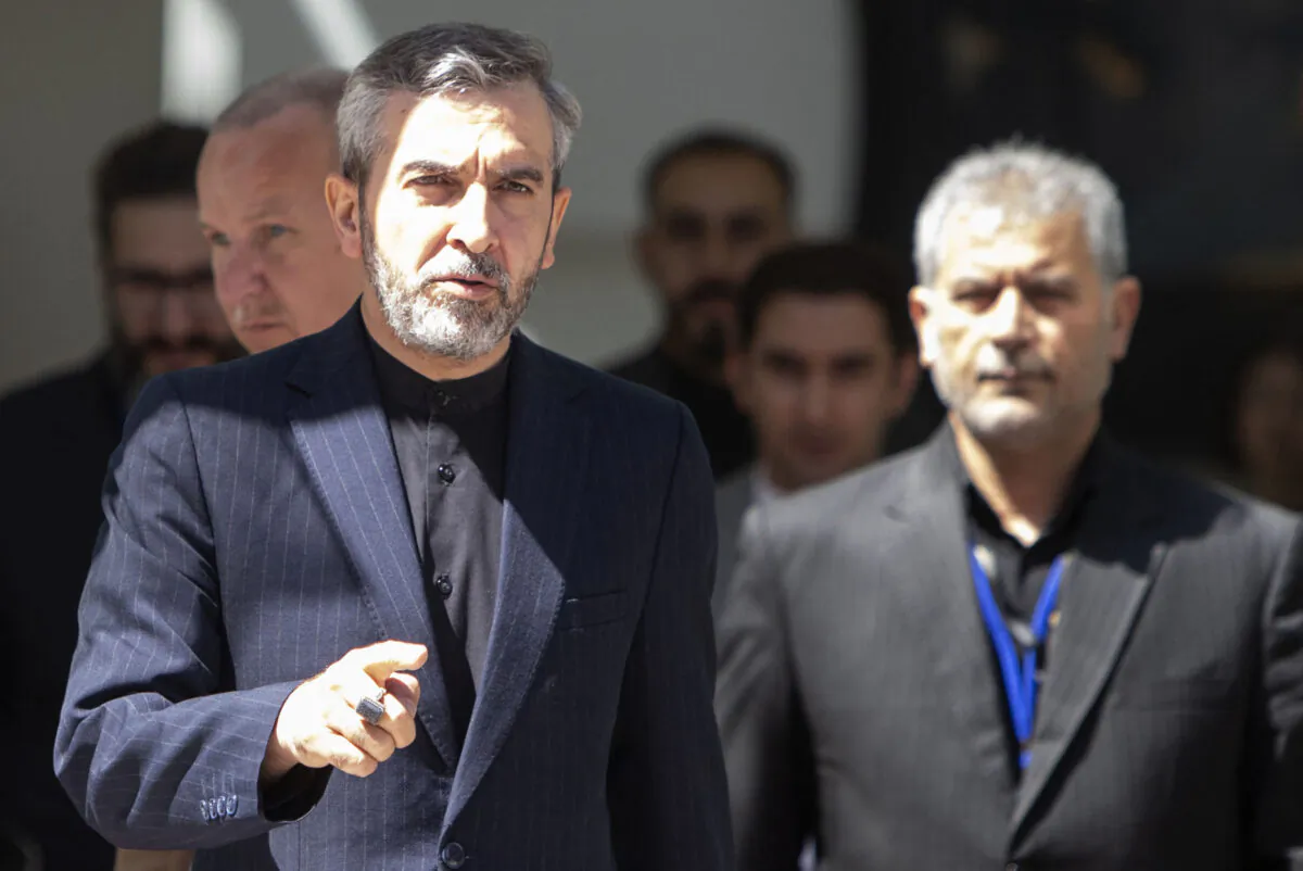 Iran's chief nuclear negotiator Ali Bagheri Kani (L) leaves after talks at the Coburg Palais, the venue of the Joint Comprehensive Plan of Action (JCPOA) in Vienna on August 4, 2022. (Alex Halada/AFP via Getty Images)
