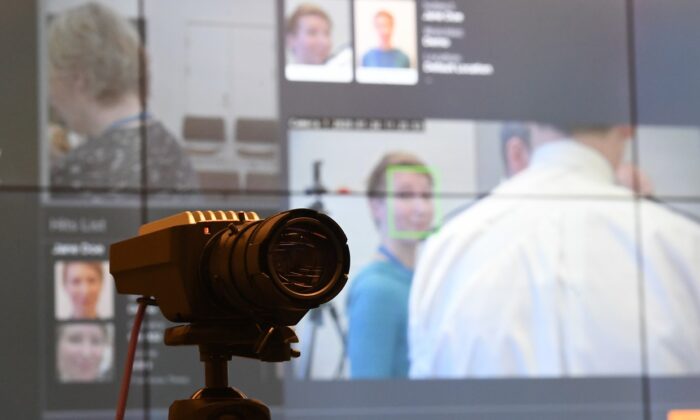 A camera being used during facial recognition trials at New Scotland Yard in London in January 2020 (PA)