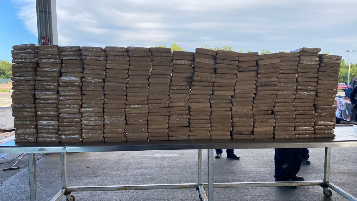 Packages containing 1,337 pounds of methamphetamine seized by CBP officers at Del Rio Port of Entry in Texas on Sept. 5, 2022, in a photo released on Sept. 7, 2022. (CBP)