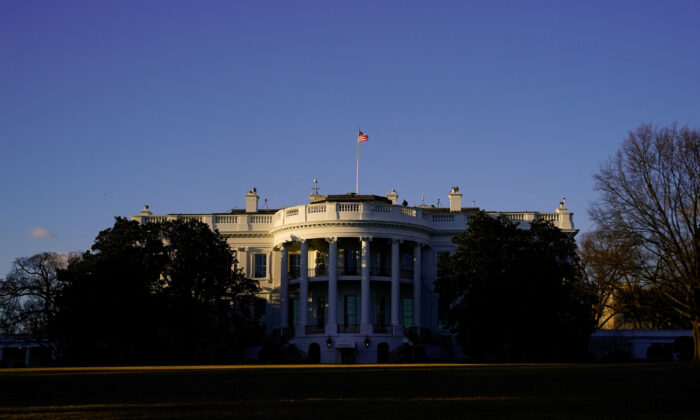 The White House is seen at sunset in Washington on March 6, 2021. (Erin Scott/Reuters)