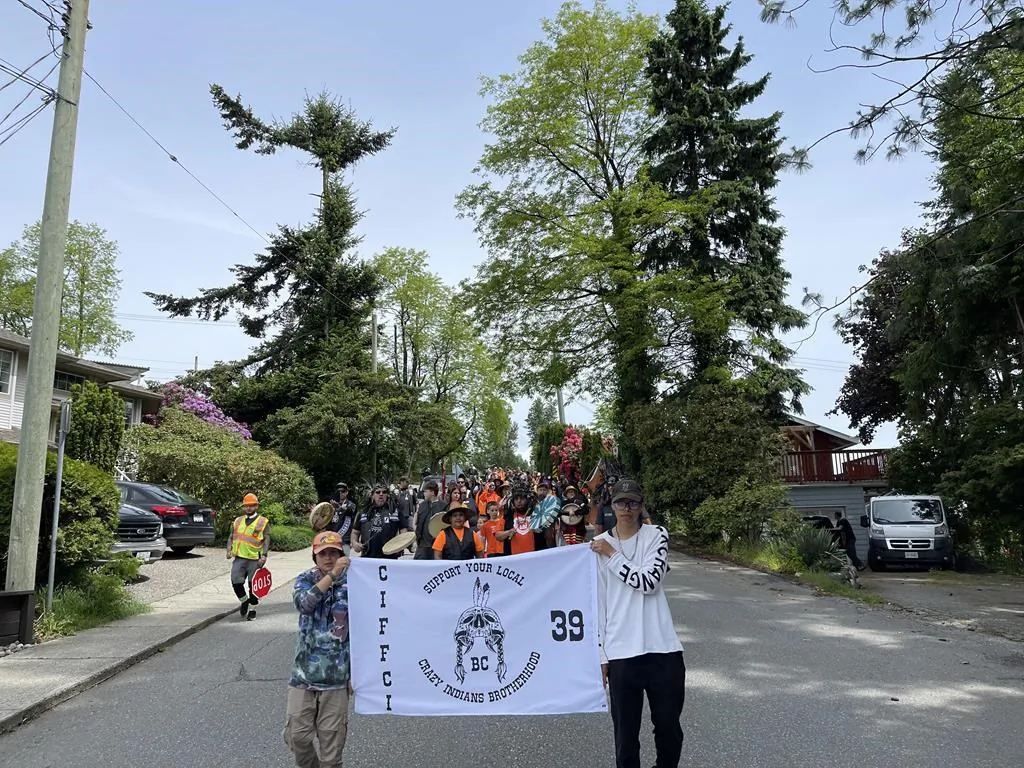 People take part in a march in Mission, B.C., Saturday, June 4, 2022 in a handout photo. (The Canadian Press/HO-Robert Jago