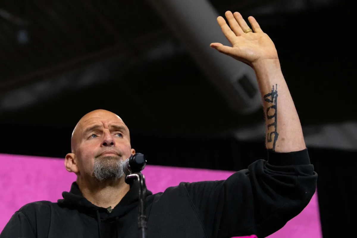 Pennsylvania Lt. Gov. John Fetterman, a U.S. senatorial candidate, delivers remarks during a "Women for Fetterman" rally at Montgomery County Community College in Blue Bell, Pa., on Sept. 11, 2022. (Kriston Jae Bethel/AFP via Getty Images)