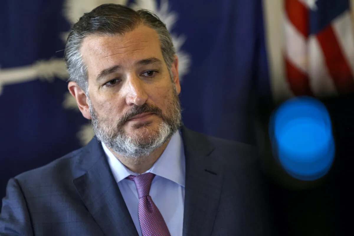 Sen. Ted Cruz (R-Texas) speaks at a press conference at the U.S. Capitol to discuss immigration at the southern border in Washington, D.C., on June 22, 2022. (Anna Moneymaker/Getty Images)