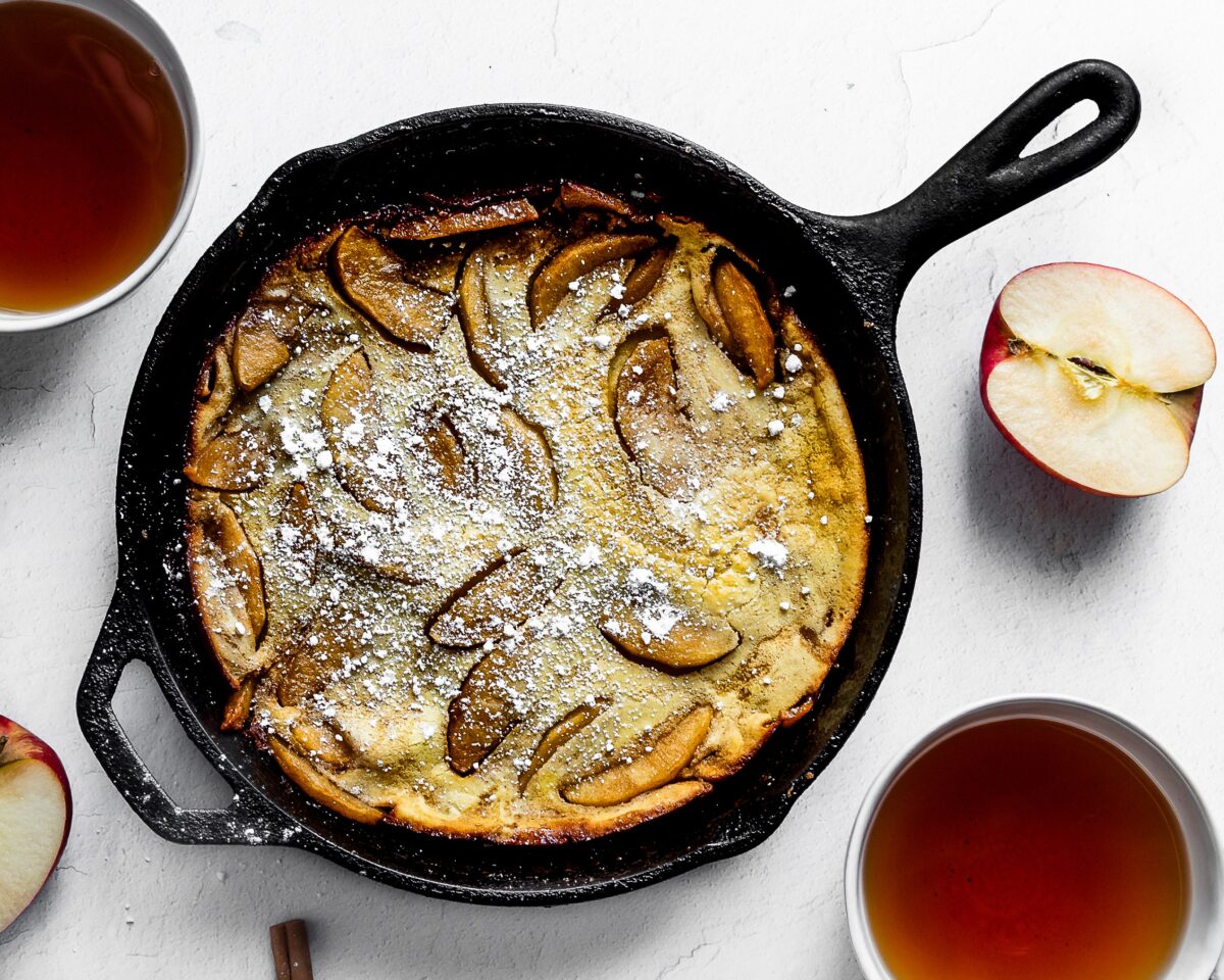 This apple-studded, warmly spiced version of a Dutch baby makes a cozy fall breakfast. (Jennifer McGruther)