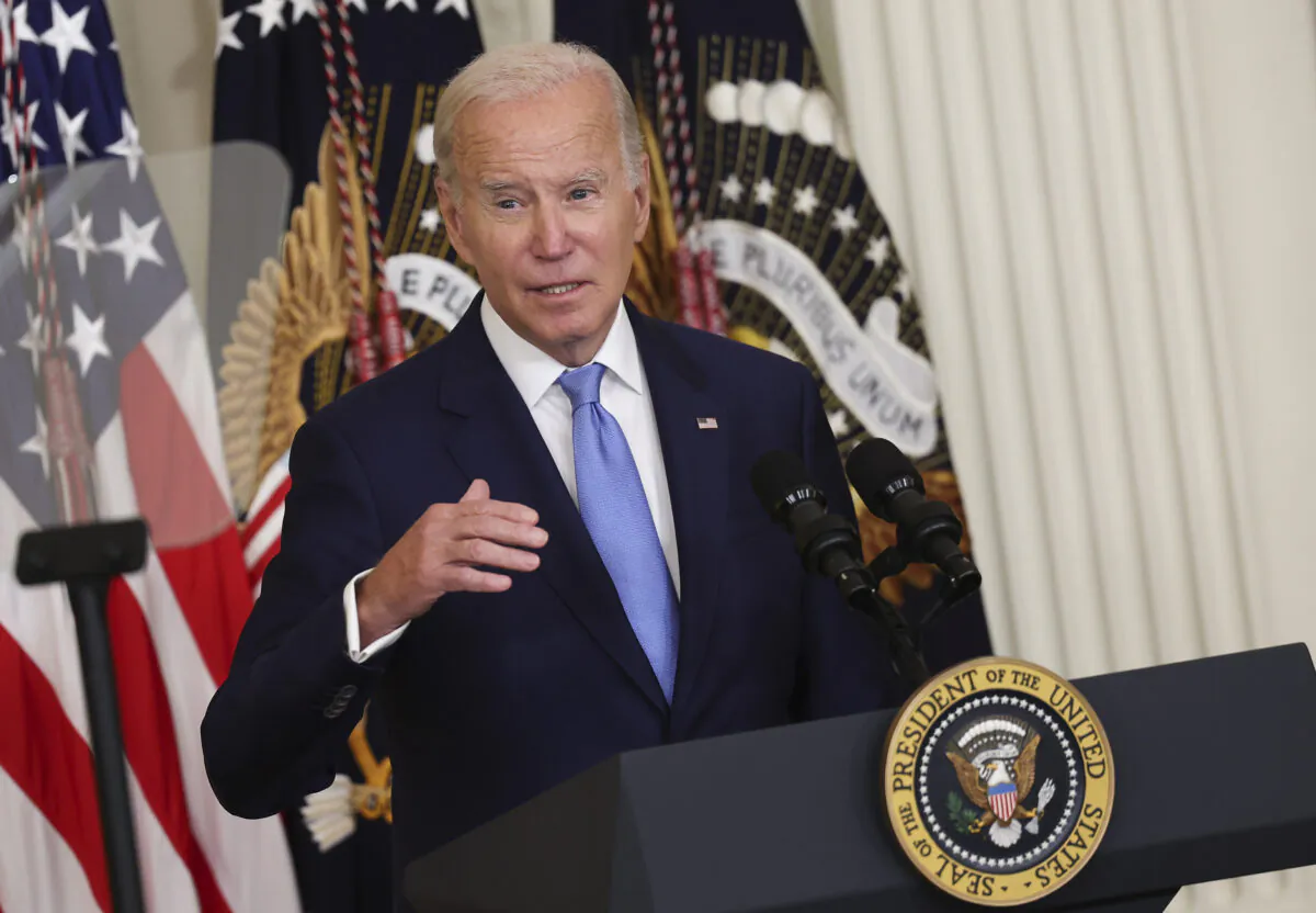 President Joe Biden delivers remarks in Washington, on Sept. 7, 2022. (Kevin Dietsch/Getty Images)
