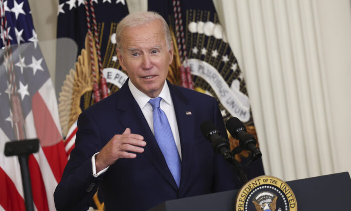 President Joe Biden delivers remarks in Washington, on Sept. 7, 2022. (Kevin Dietsch/Getty Images)