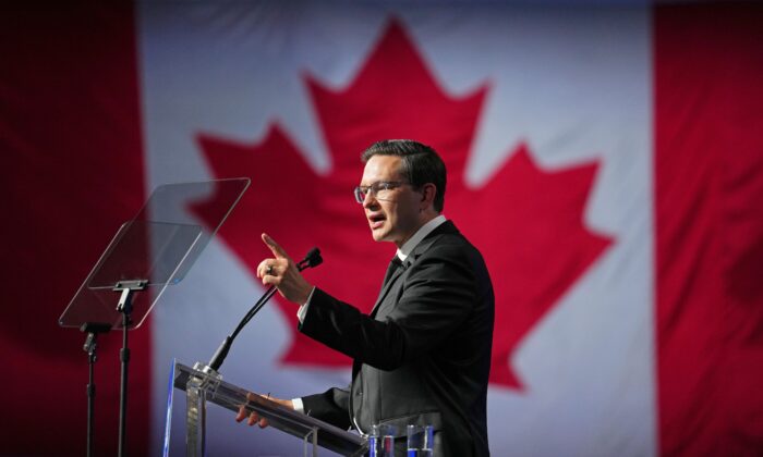 Newly elected Conservative Leader Pierre Poilievre speaks at the Conservative Party of Canada leadership vote event in Ottawa on Sept. 10, 2022. (The Canadian Press/Sean Kilpatrick)
