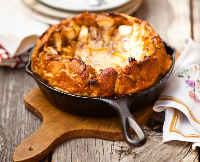 Despite its dramatic presentation, a Dutch baby is one of the easiest breakfast dishes you can make. (LENA GABRILOVICH/Shutterstock)
