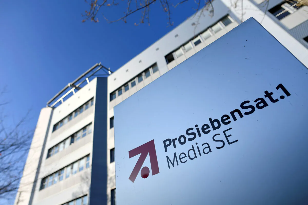 The logo of German media company ProSiebenSat.1 in Unterfoehring, near Munich, Germany, on Nov. 5, 2020. (Andreas Gebert/Reuters)
