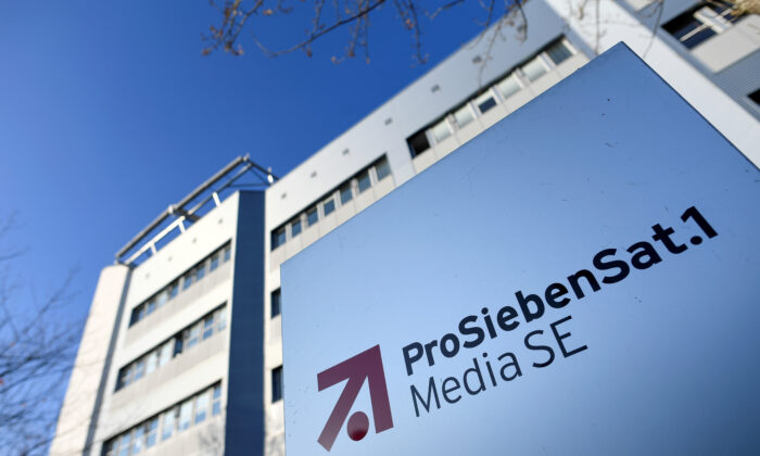 The logo of German media company ProSiebenSat.1 in Unterfoehring, near Munich, Germany, on Nov. 5, 2020. (Andreas Gebert/Reuters)