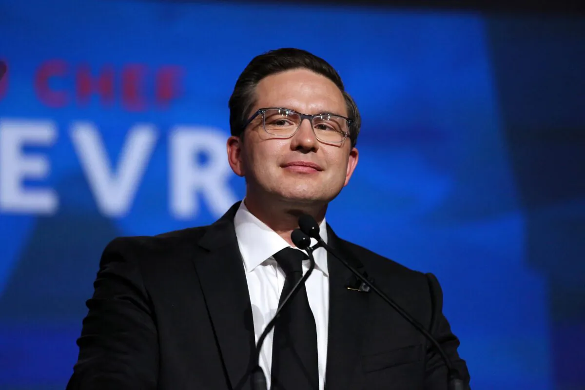 Conservative Party Leader Pierre Poilievre speaks during the Conservative Party Convention at the Shaw Centre in Ottawa on Sept. 10, 2020. (Dave Chan/AFP via Getty Images)
