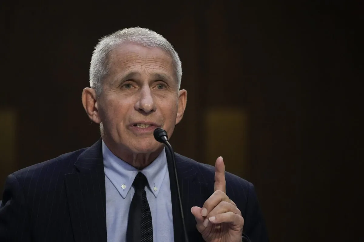 Dr. Anthony Fauci, director of the National Institutes of Allergy and Infectious Diseases, testifies during a Senate hearing in Washington on Sept. 14, 2022. (Drew Angerer/Getty Images)