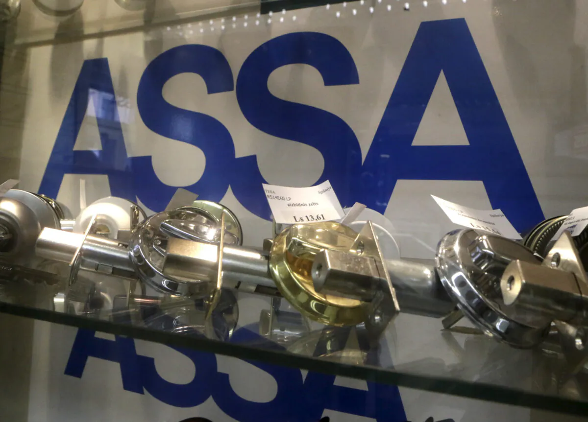 Assa Abloy locks in a shop in Riga, Latvia, on Sept. 19, 2013. (Ints Kalnins/Reuters)
