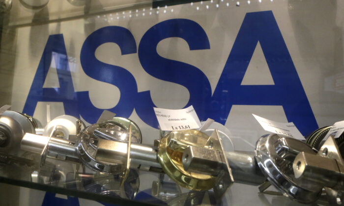 Assa Abloy locks in a shop in Riga, Latvia, on Sept. 19, 2013. (Ints Kalnins/Reuters)