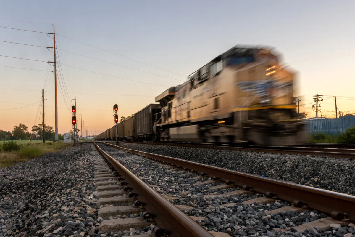 A freight train in Houston on Sept. 14, 2022. (Brandon Bell/Getty Images)
