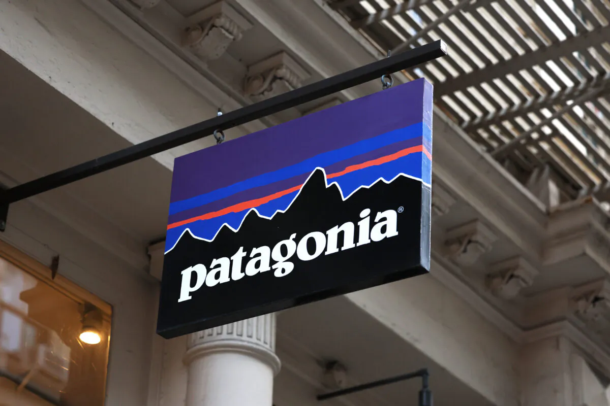 Patagonia store signage is seen on Greene Street in New York City, on Sept. 14, 2022. (Michael M. Santiago/Getty Images)