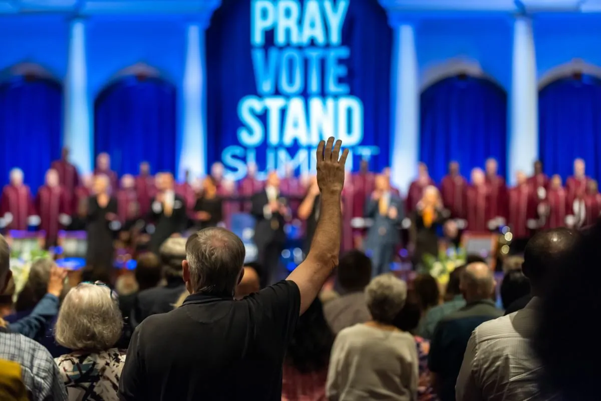 The Pray Vote Stand Summit hosted by FRC Action, the legislative affiliate of
Family Research Council, opened with a Christian worship service at First Baptist Church of Atlanta on Sept. 14, 2022. (Courtesy of FRC Action)