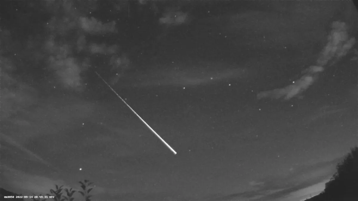 A fireball is seen shooting through the skies above parts of the UK on Sept. 14, 2022. (UK Meteor Network)