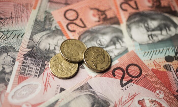 Australian dollars are shown in Sydney, Australian, on March 10, 2015. (Dominic Lorrimer/Getty Images)