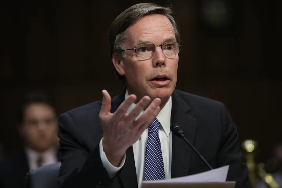 Nicholas Burns, professor of the practice of diplomacy and international relations at the Harvard Kennedy School of Government, testifies before the Senate Select Intelligence Committee in Washington, on June 28, 2017. (Win McNamee/Getty Images)