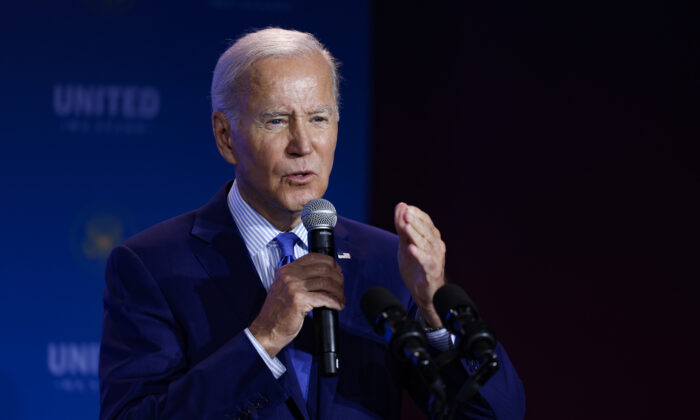President Joe Biden speaks at the United We Stand Summit in the East Room of the White House on Sept. 15, 2022. (Anna Moneymaker/Getty Images)