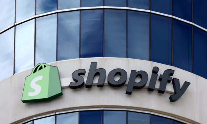 The logo of Shopify outside its headquarters in Ottawa, Canada, on Sept. 28, 2018. (Chris Wattie/Reuters)