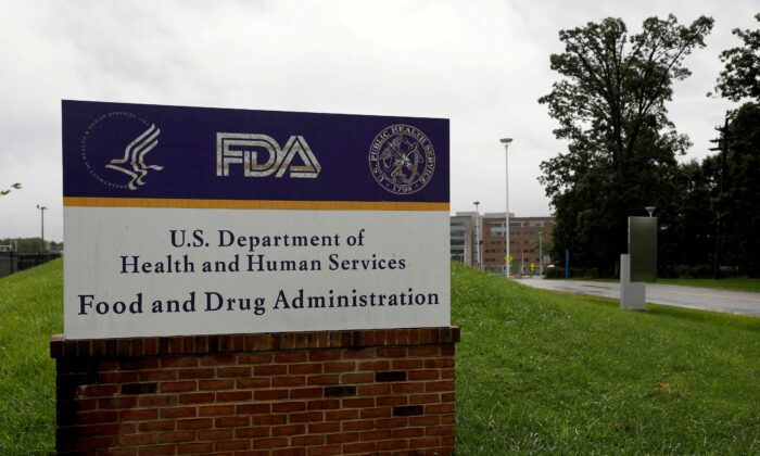 Signage outside of the Food and Drug Administration (FDA) headquarters in White Oak, Md., on Aug. 29, 2020. (Andrew Kelly/Reuters)