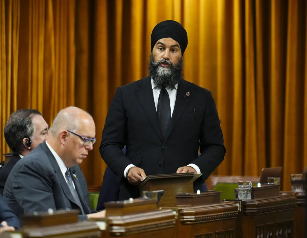 NDP Leader Jagmeet Singh pays tribute to Queen Elizabeth in the House of Commons on Parliament Hill in Ottawa on Sept. 15, 2022. (The Canadian Press/Sean Kilpatrick)