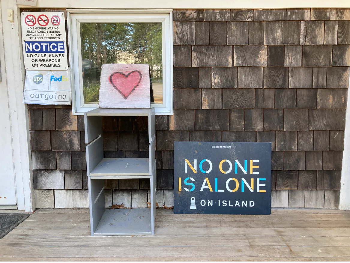 A sign outside Martha's Vineyard Community Services on Sept. 18, 2022. (Alice Giordano for The Epoch Times)