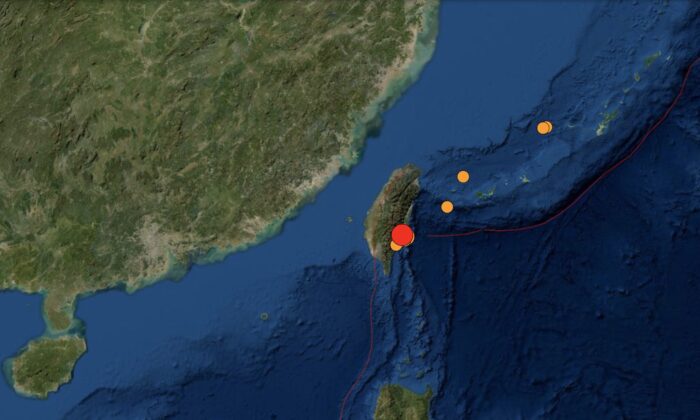 A 7.2 magnitude earthquake strikes southeast Taiwan connected  Sept. 18, 2022. (USGS)