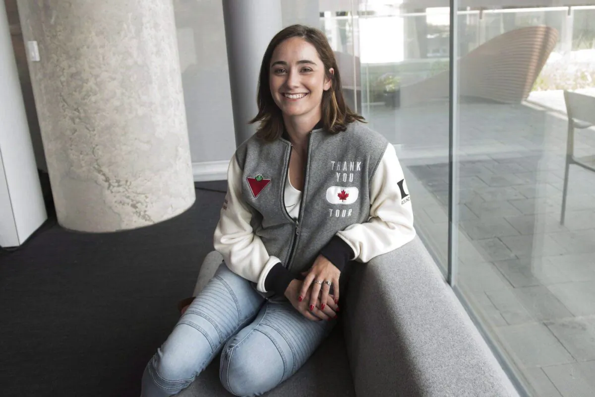 Figure skater Kaetlyn Osmond poses for a photo at the Entertainment One office in Toronto, July, 10, 2018. (The Canadian Press/Marta Iwanek)