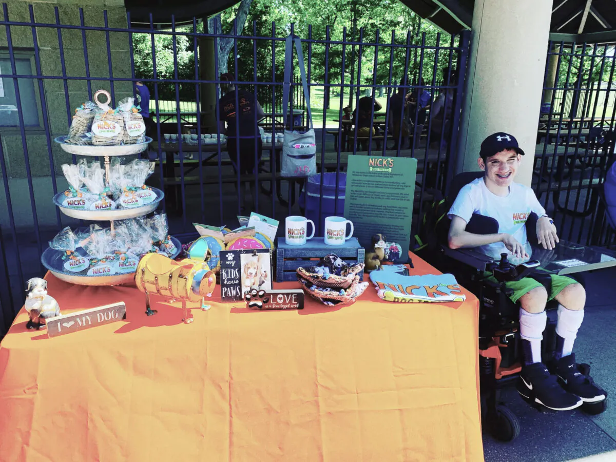 Nick Napolitano with several of his products for sale at an event at his hospital in Minnesota. (Courtesy of Jennifer Hinze)
